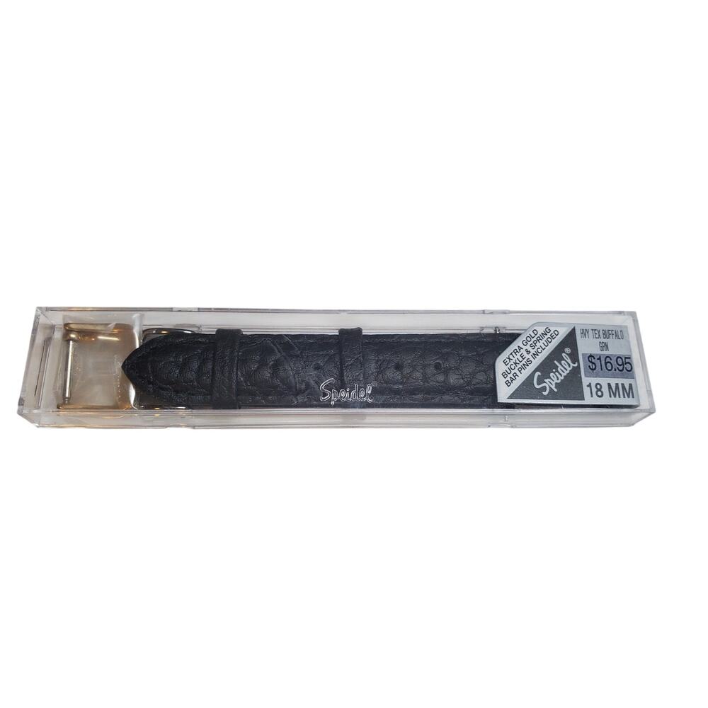 Speidel Watch Band - HVY Tex Buffalo Grain Leather - BLK 18mm 600-520